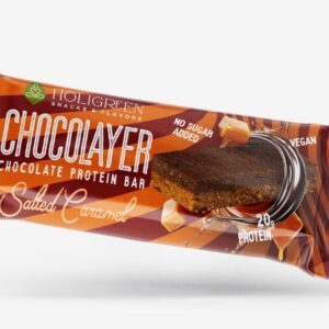 HOLIGREEN Χειροποίητη Μπάρα Πρωτεΐνης Chocolayer Σοκολάτα με αλατισμένη καραμέλα 60g