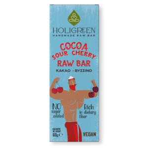 HOLIGREEN Χειροποίητη Μπάρα Κακάο Βύσσινο 60g