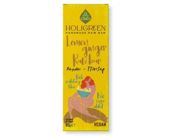 HOLIGREEN Χειροποίητη Μπάρα Λεμόνι Τζίντζερ 60g