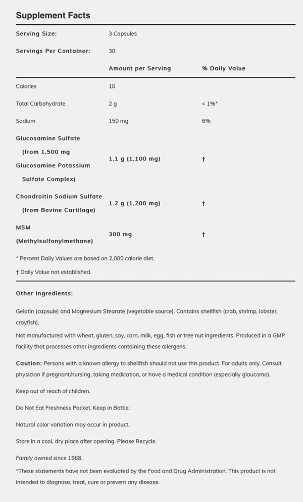 NOW FOODS Glucosamine & Chondroitin with MSM 90Capsules
