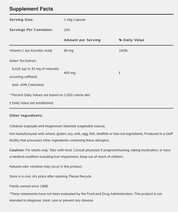 NOW FOODS Green Tea Extract 400 mg 100Veg Capsules