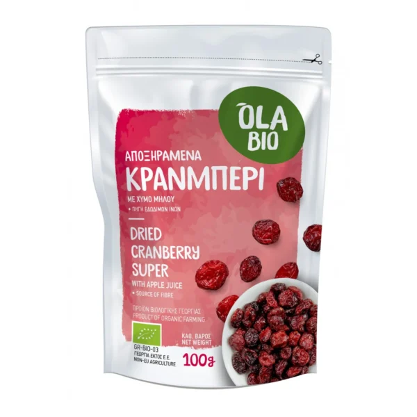 OLA BIO Κράνμπερι Αποξηραμένα Ολόκληρα (SUPER)100g