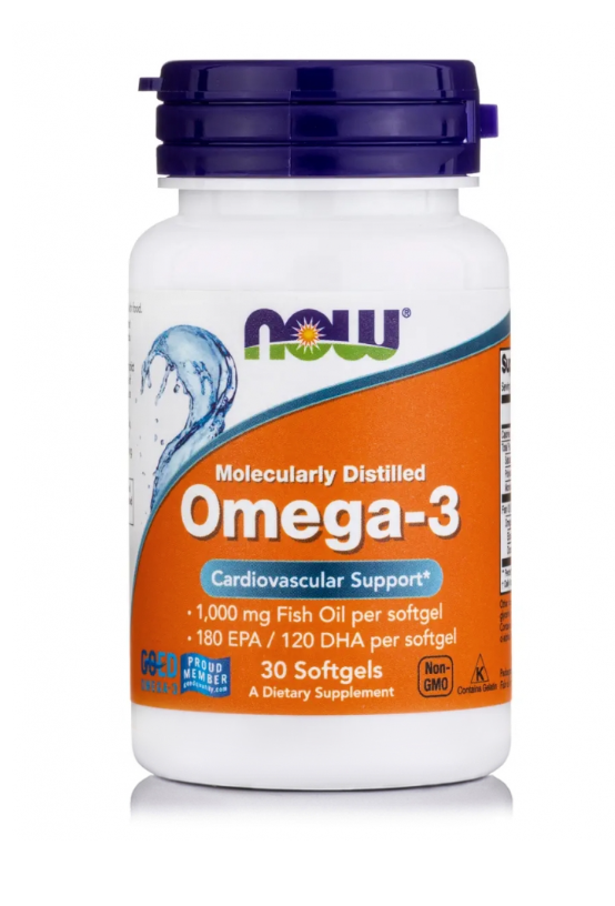 NOW FOODS Omega-3,Molecularly Distilled 30Softgels