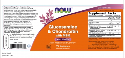 NOW FOODS Glucosamine & Chondroitin with MSM 90Capsules