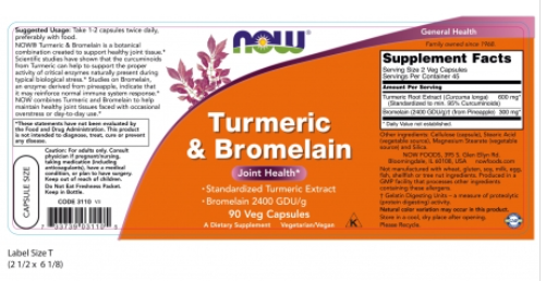 NOW FOODS Turmeric & Bromelain 90Veg Capsules