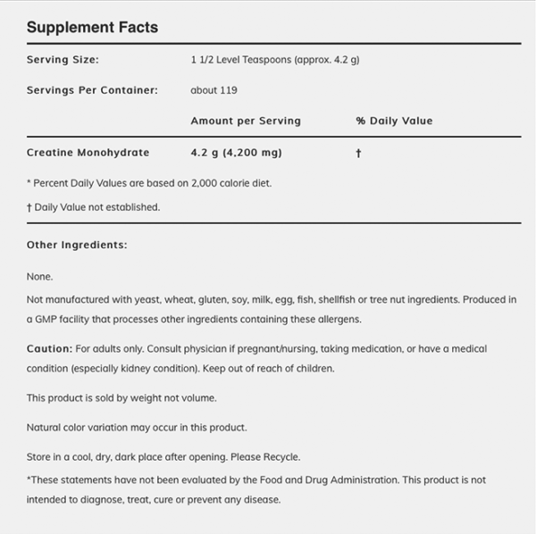 NOW FOODS Creatine Monohydrate Powder 500g