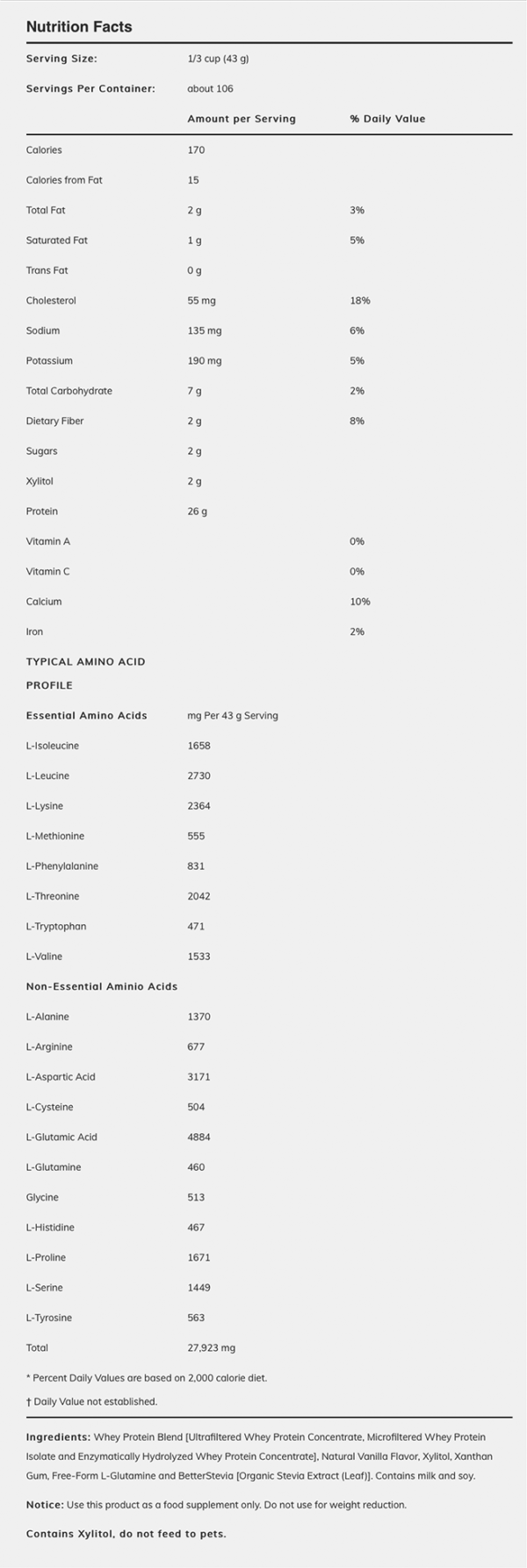 NOW FOODS Whey Protein Vanilla Powder 907g