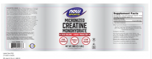 NOW FOODS Creatine Monohydrate Powder 500g