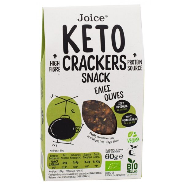 JOICE Crackers ΚΕΤΟ με Ελιά 60gr