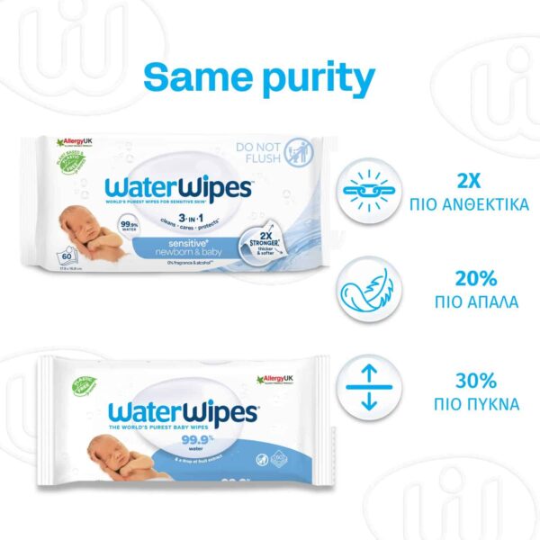WATERWIPES Μωρομάντηλα Sensitive+ 60τμχ
