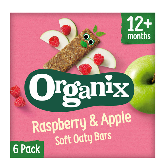 ORGANIX Μπάρες Βρώμης Σμέουρο & Μήλο +12μ 6x23g