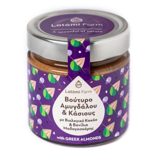 LATOMI FARM Βούτυρο Αμυγδάλου και Κάσιους, Βιολογικό Κακάο & Βανίλια Μαδαγασκάρης 210g