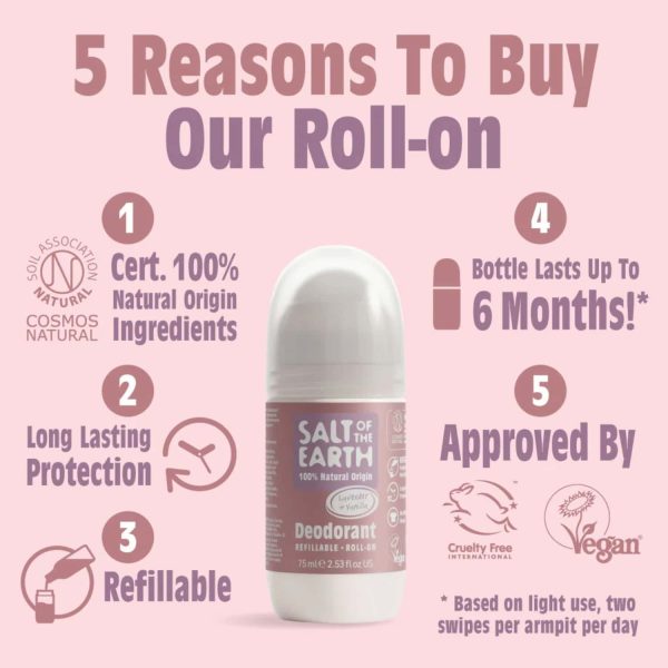 SALT OF THE EARTH Αποσμητικό Επαναγεμιζόμενο Roll-On Lavender & Vanilla 75ml